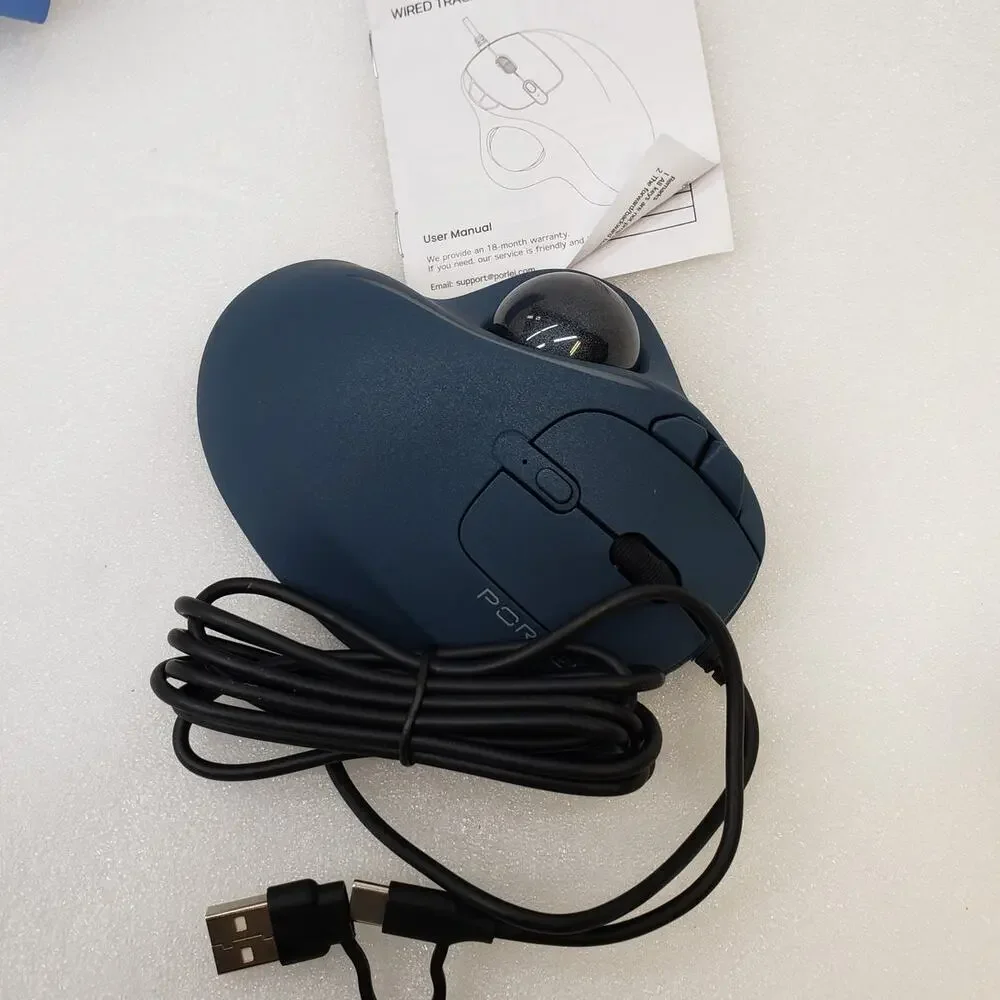 PORLEI TM551 Wired Trackball Mouse Ergonomic Optical 5-Button